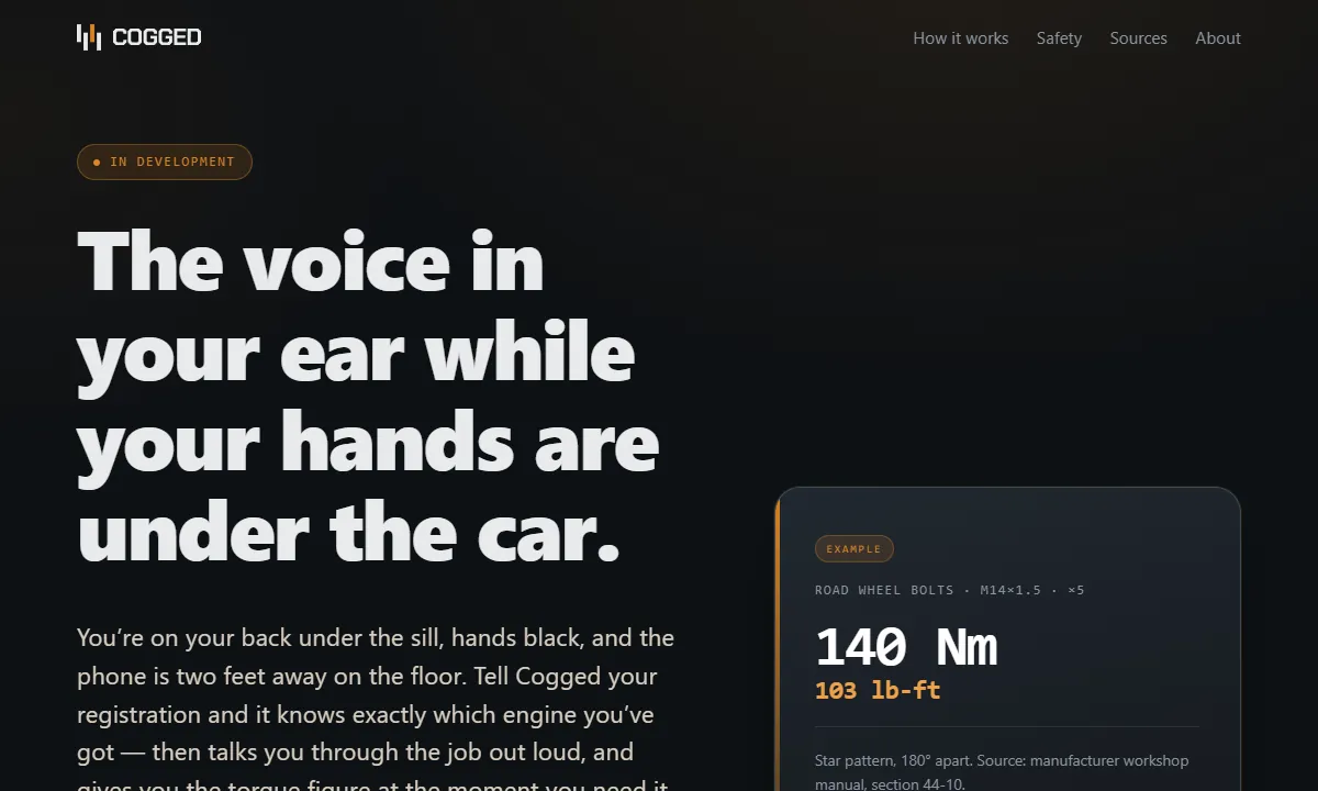 Cogged homepage