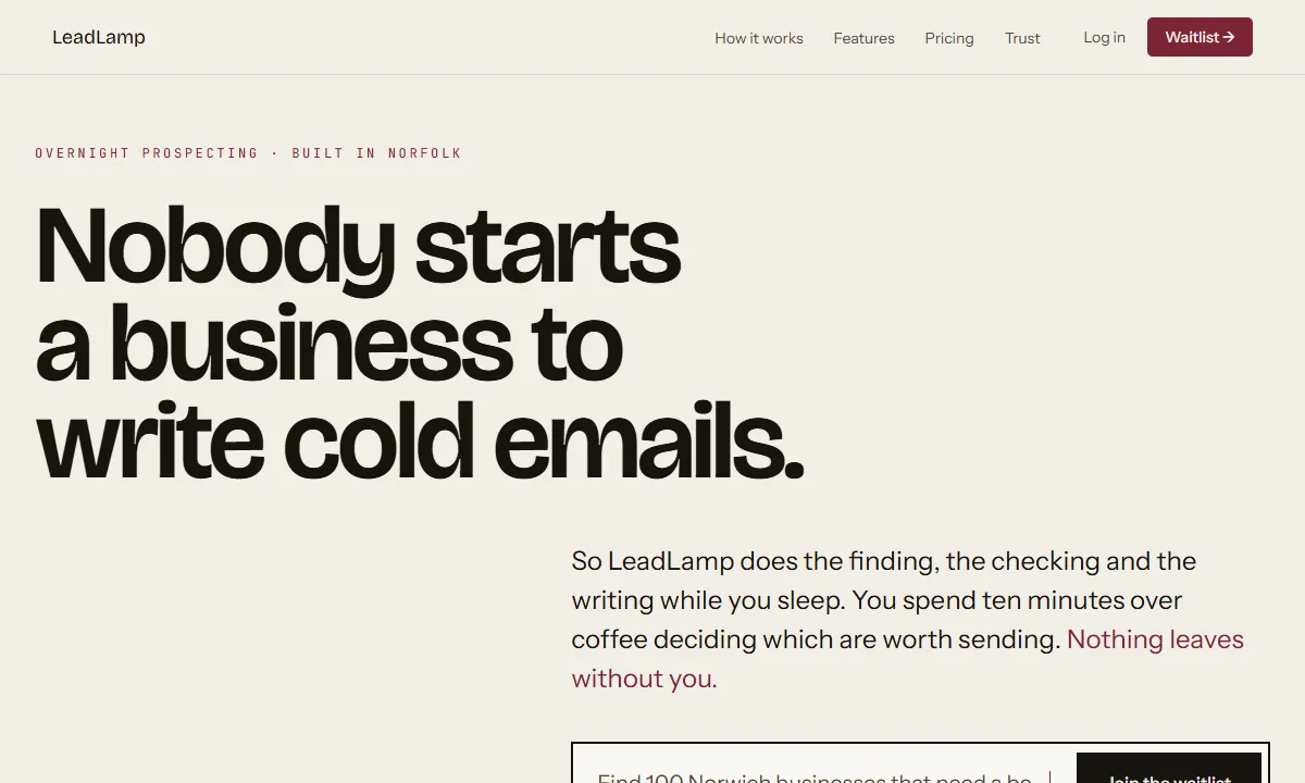 LeadLamp homepage
