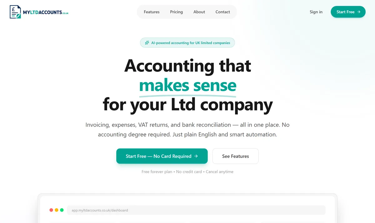MyLtdAccounts homepage