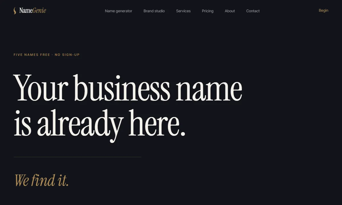 NameGenie homepage
