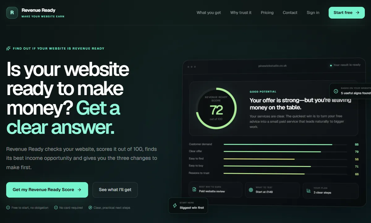 Revenue Ready homepage
