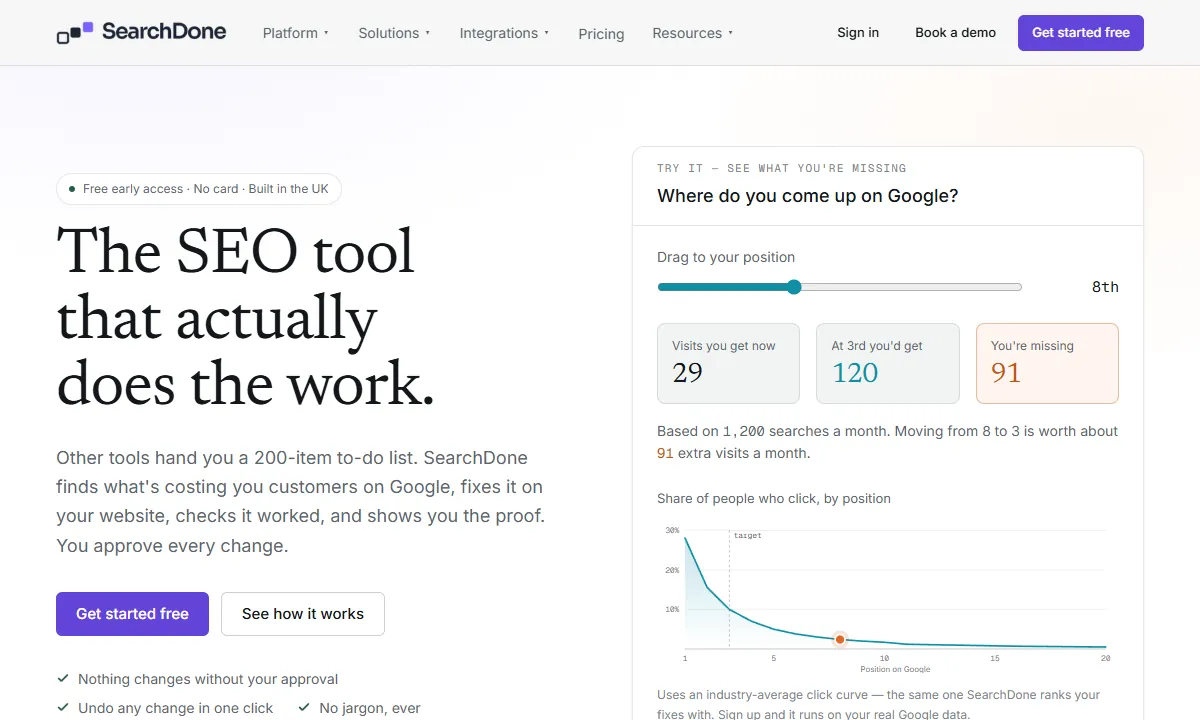 SearchDone homepage