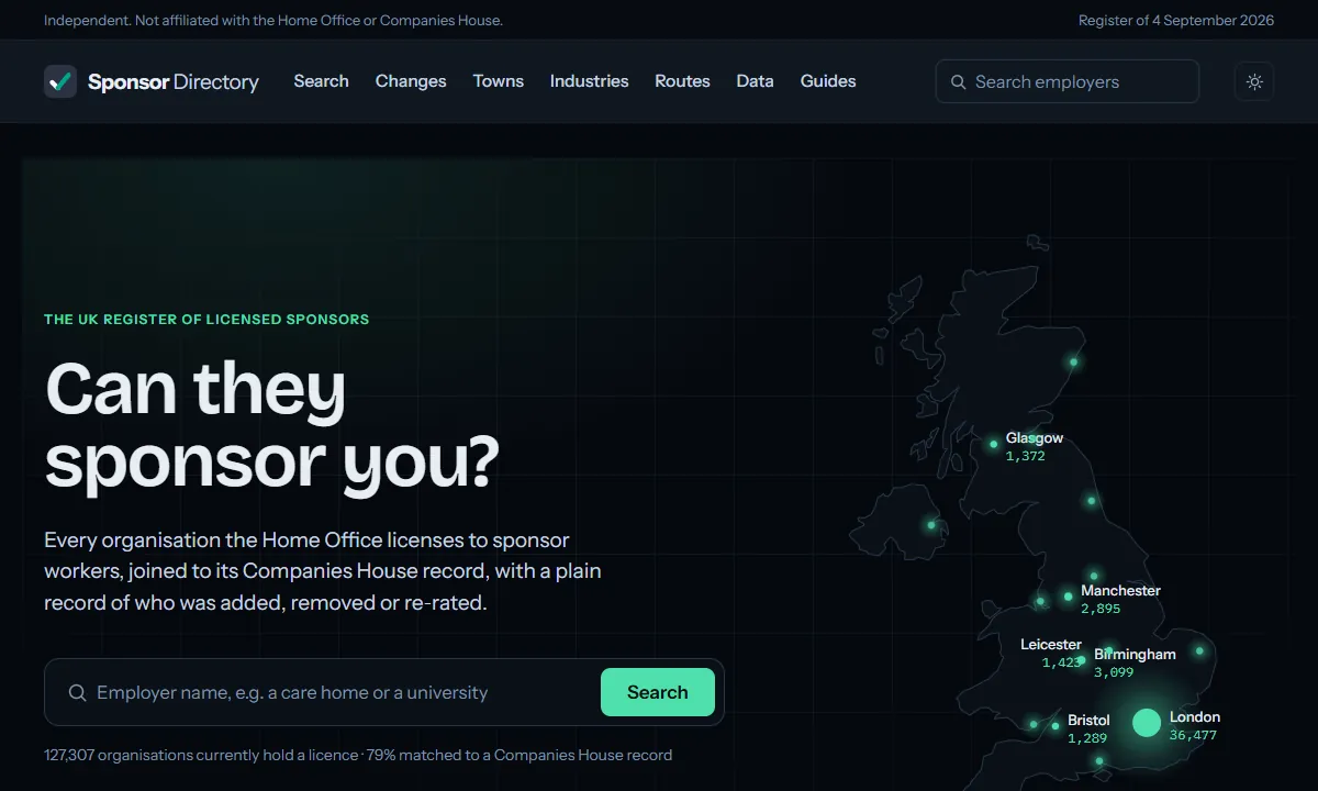 Sponsor Directory homepage