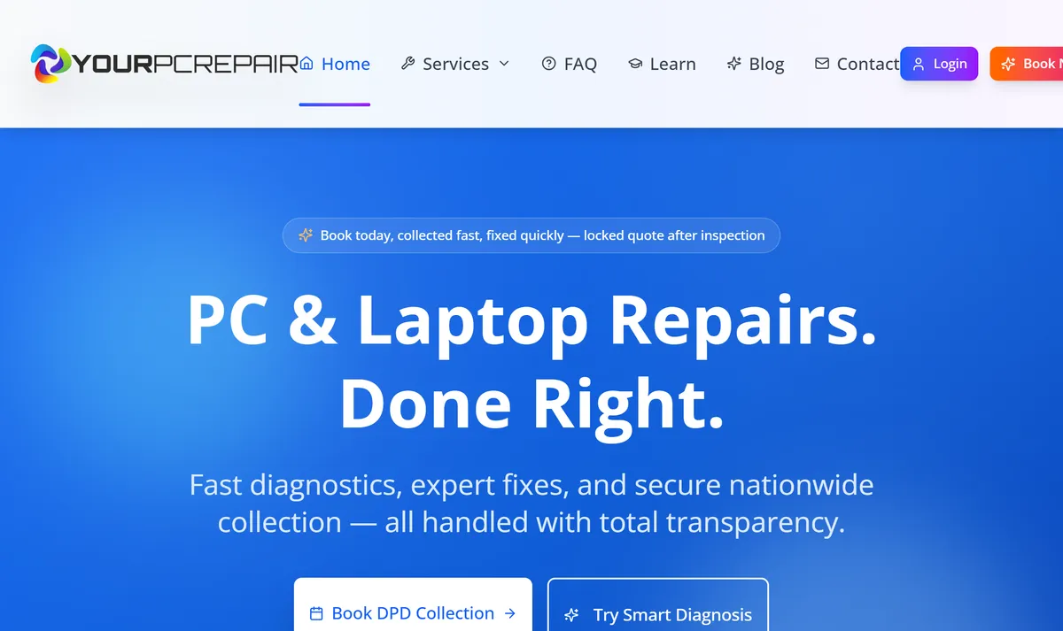 YourPCRepair homepage
